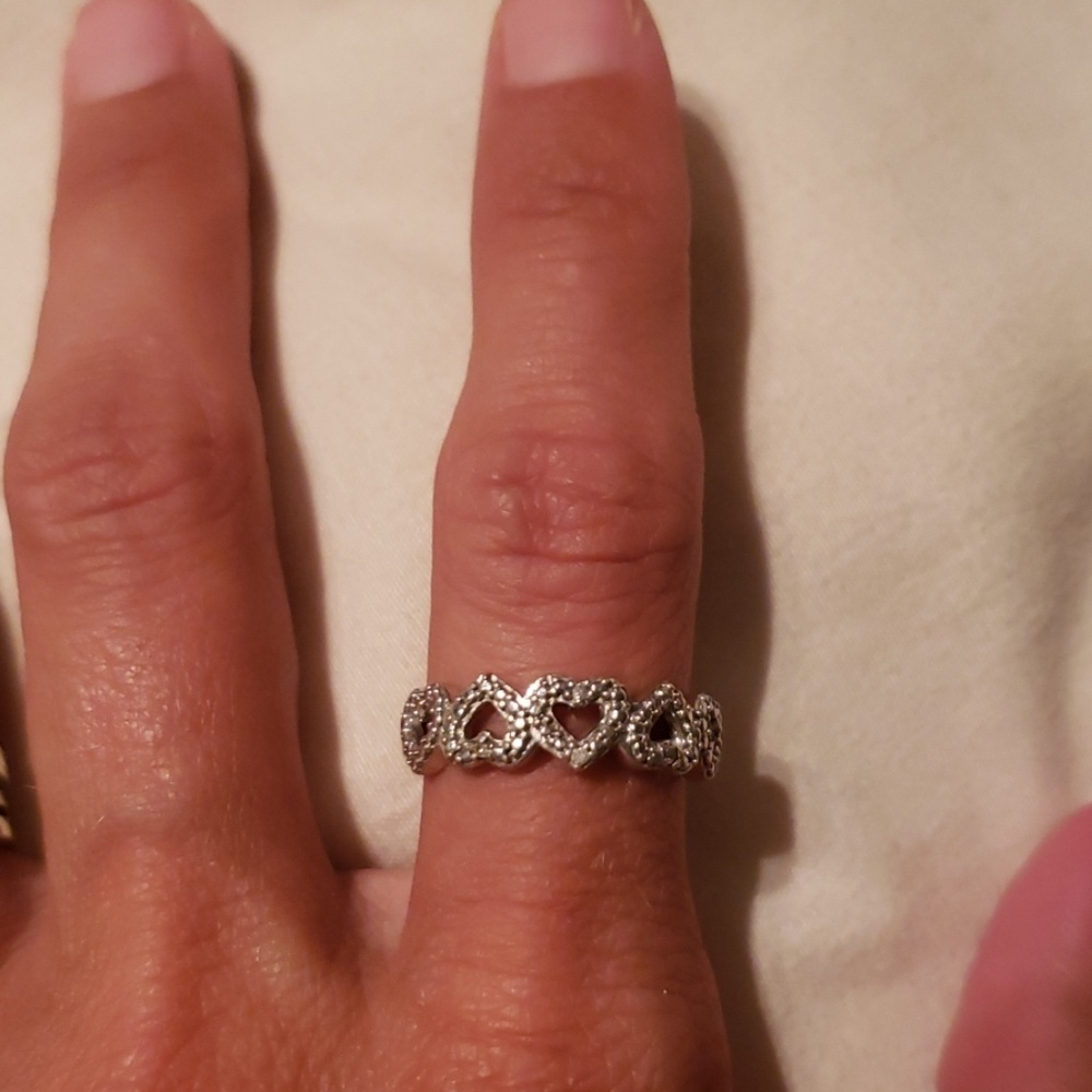 Sterling silver diamond heart ring